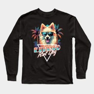 Retro Wave American Eskimo Hot Dog Shirt Long Sleeve T-Shirt